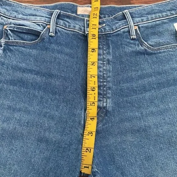 Mother The Stunner Ankle Fray Distressed Blue Denim Jeans Casual Crate Digger - Picture 8 of 16